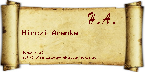 Hirczi Aranka névjegykártya